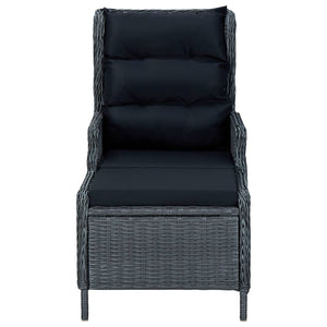 3-tlg. Garten-Lounge-Set mit Auflagen Poly Rattan Dunkelgrau