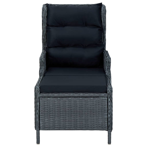 3-tlg. Garten-Lounge-Set mit Auflagen Poly Rattan Dunkelgrau