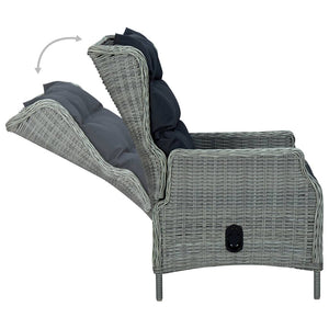 3-tlg. Garten-Lounge-Set mit Auflagen Poly Rattan Hellgrau