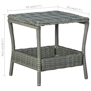 3-tlg. Garten-Lounge-Set mit Auflagen Poly Rattan Hellgrau