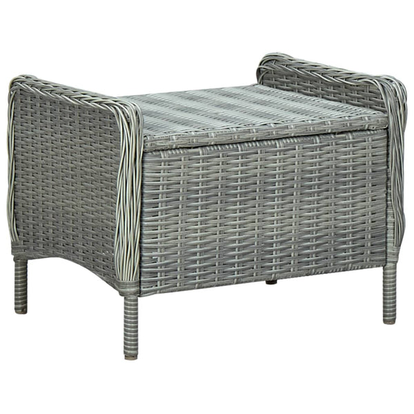 3-tlg. Garten-Lounge-Set mit Auflagen Poly Rattan Hellgrau