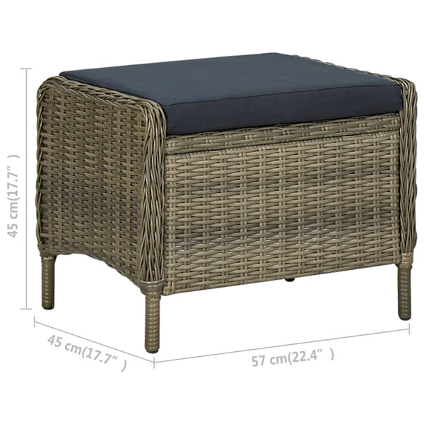 3-tlg. Garten-Lounge-Set mit Auflagen Poly Rattan Braun