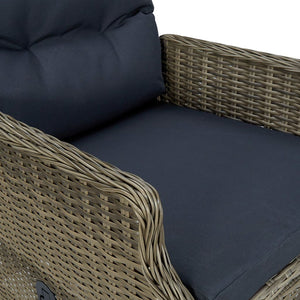 9-tlg. Garten-Essgruppe mit Auflagen Poly Rattan Braun