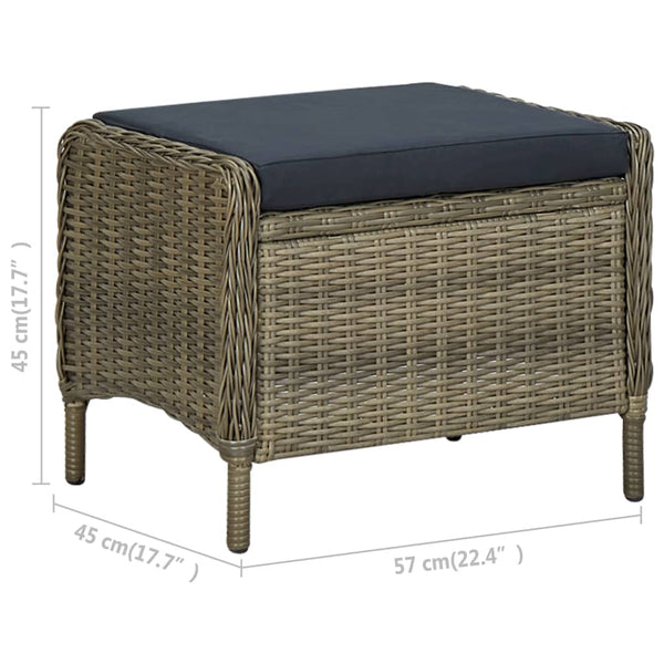 9-tlg. Garten-Essgruppe mit Auflagen Poly Rattan Braun