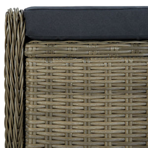 9-tlg. Garten-Essgruppe mit Auflagen Poly Rattan Braun