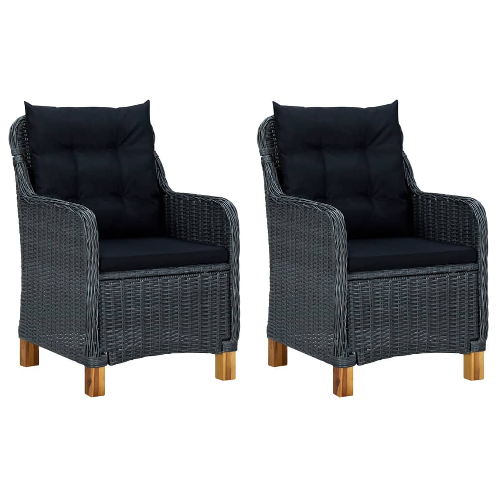 3-tlg. Garten-Lounge-Set mit Auflagen Poly Rattan Dunkelgrau