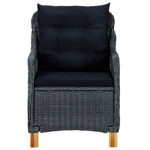 3-tlg. Garten-Lounge-Set mit Auflagen Poly Rattan Dunkelgrau