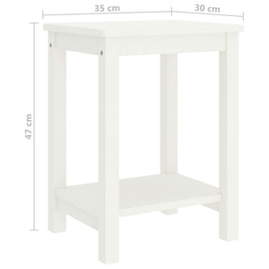 Weißer Nachttisch Kiefer Massivholz 35x30x47 cm