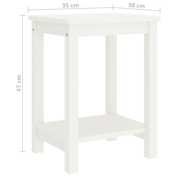 Weißer Nachttisch Kiefer Massivholz 35x30x47 cm