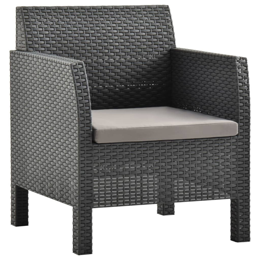 Gartenstuhl mit Kissen Anthrazit 63x65x76 cm PP Rattan
