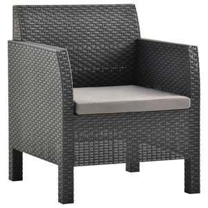 Gartenstuhl mit Kissen Anthrazit 63x65x76 cm PP Rattan