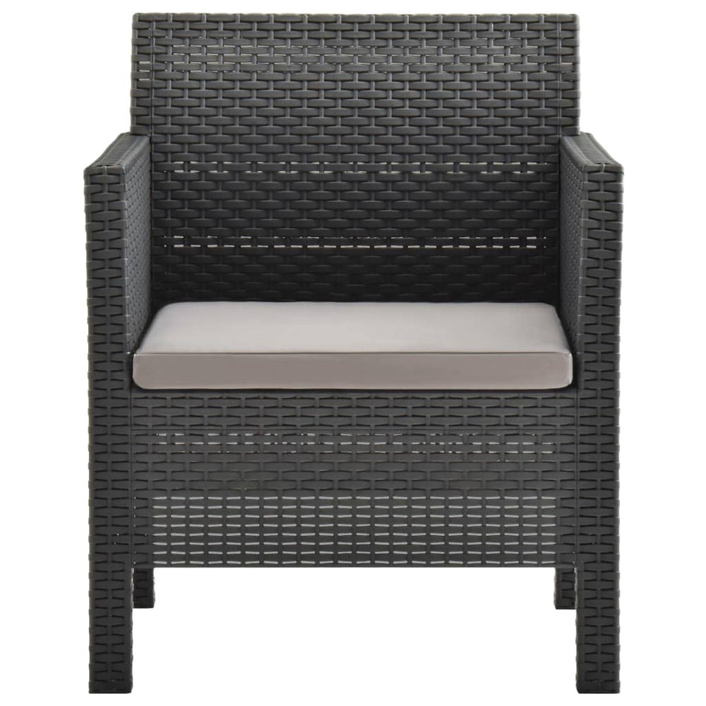 Gartenstuhl mit Kissen Anthrazit 63x65x76 cm PP Rattan