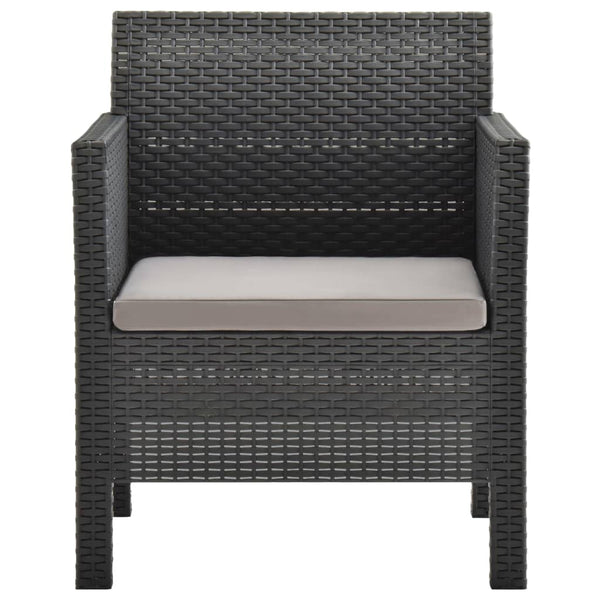 Gartenstuhl mit Kissen Anthrazit 63x65x76 cm PP Rattan
