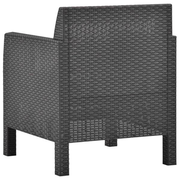 Gartenstuhl mit Kissen Anthrazit 63x65x76 cm PP Rattan
