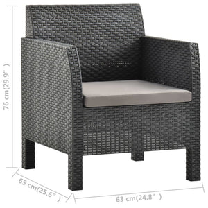 Gartenstuhl mit Kissen Anthrazit 63x65x76 cm PP Rattan