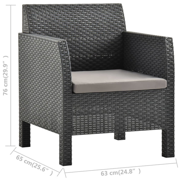 Gartenstuhl mit Kissen Anthrazit 63x65x76 cm PP Rattan