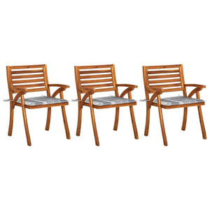 vidaXL Chaises de jardin avec coussins 3 pcs Bois d'acacia massif