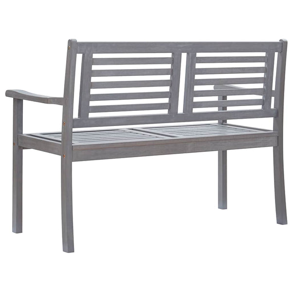 2-Sitzer-Gartenbank mit Auflage 120 cm Grau Eukalyptusholz