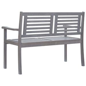 2-Sitzer-Gartenbank mit Auflage 120 cm Grau Eukalyptusholz