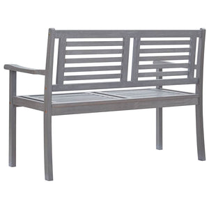 2-Sitzer-Gartenbank mit Auflage 120 cm Grau Eukalyptusholz