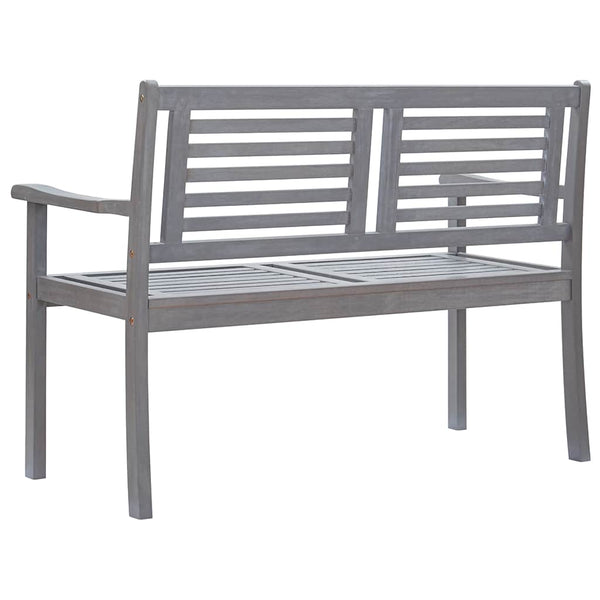 2-Sitzer-Gartenbank mit Auflage 120 cm Grau Eukalyptusholz