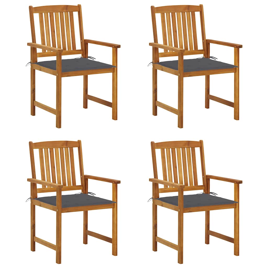 vidaXL Chaises de jardin avec coussins 4 pcs Bois d'acacia massif
