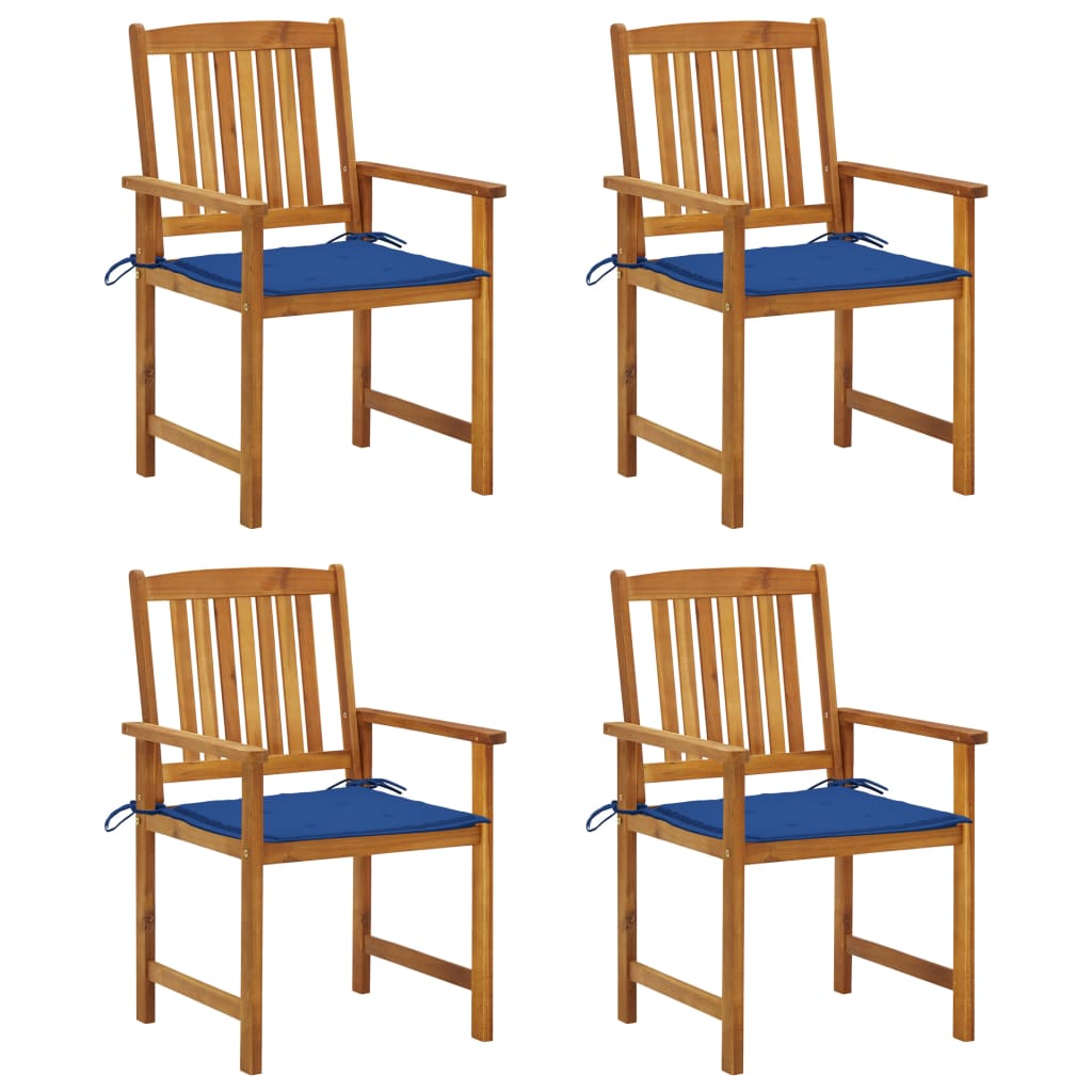 vidaXL Chaises de jardin avec coussins 4 pcs Bois d'acacia massif