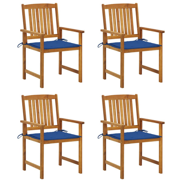 vidaXL Chaises de jardin avec coussins 4 pcs Bois d'acacia massif