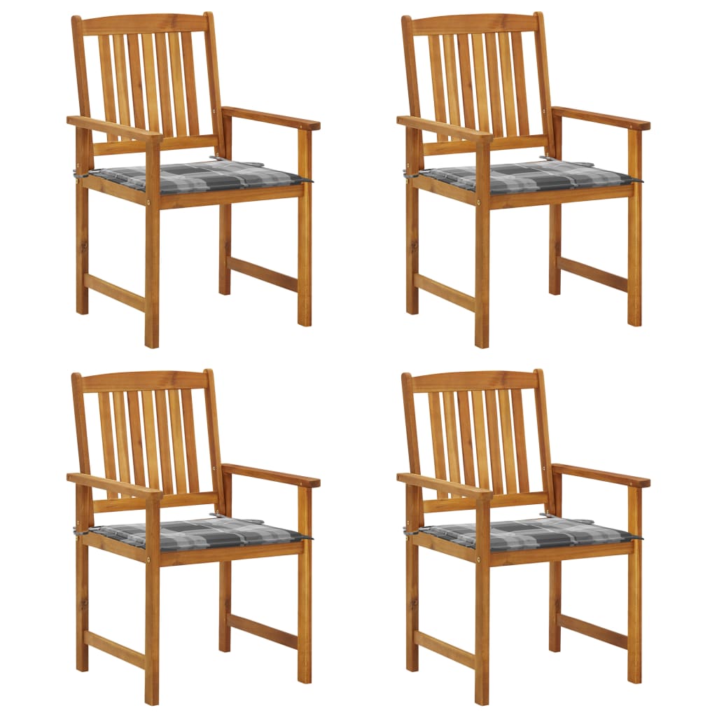 vidaXL Chaises de jardin avec coussins 4 pcs Bois d'acacia massif