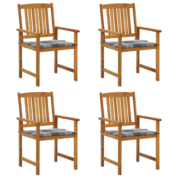 vidaXL Chaises de jardin avec coussins 4 pcs Bois d'acacia massif