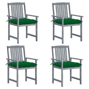 Gartenstühle mit Kissen 4 Stk. Grau Massivholz Akazie