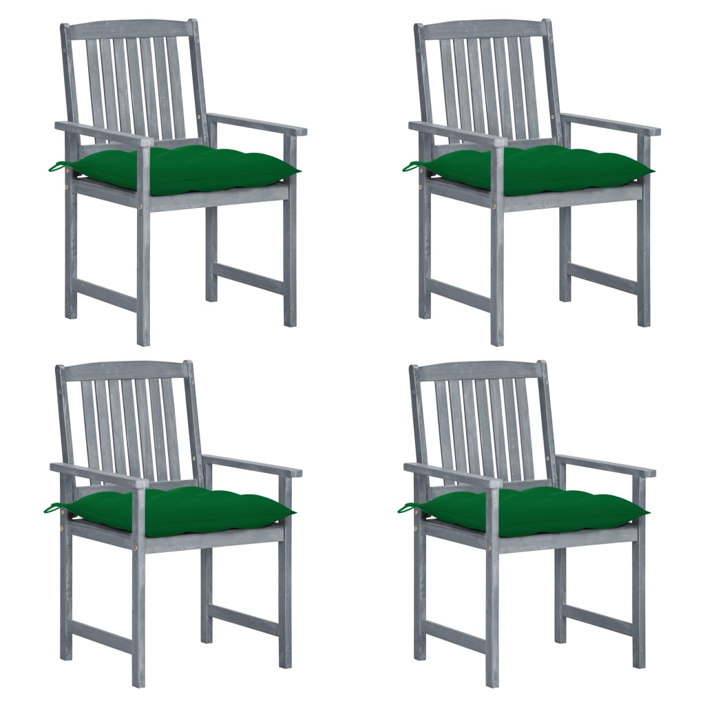 Gartenstühle mit Kissen 4 Stk. Grau Massivholz Akazie