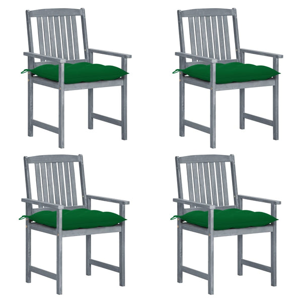 Gartenstühle mit Kissen 4 Stk. Grau Massivholz Akazie