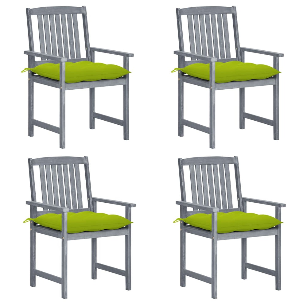 Gartenstühle mit Kissen 4 Stk. Grau Massivholz Akazie