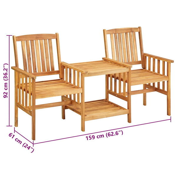 vidaXL Chaises de jardin avec table basse et coussins Bois d'acacia massif