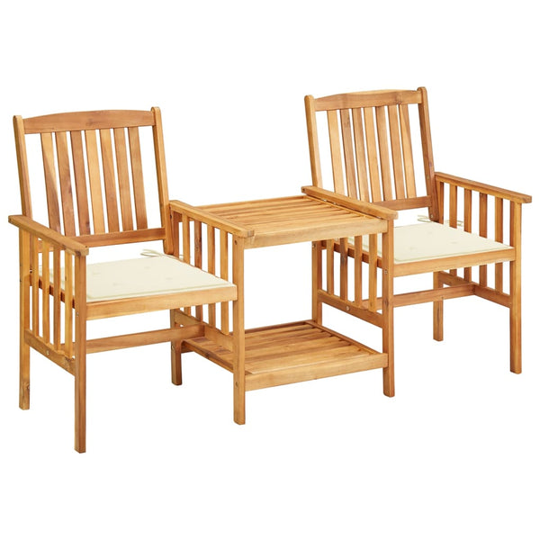 vidaXL Chaises de jardin avec table basse et coussins Bois d'acacia massif
