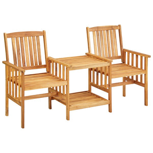 vidaXL Chaises de jardin avec table basse et coussins Bois d'acacia massif