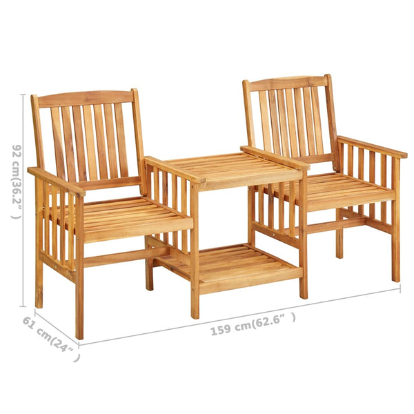 vidaXL Chaises de jardin avec table basse et coussins Bois d'acacia massif