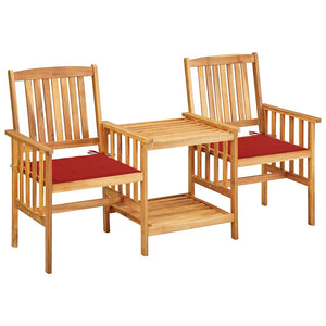 vidaXL Chaises de jardin avec table basse et coussins Bois d'acacia massif