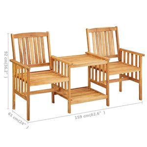 vidaXL Chaises de jardin avec table basse et coussins Bois d'acacia massif