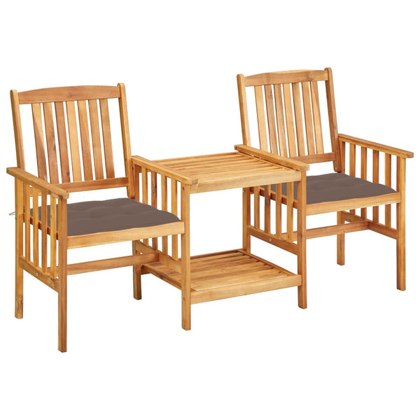 vidaXL Chaises de jardin avec table basse et coussins Bois d'acacia massif