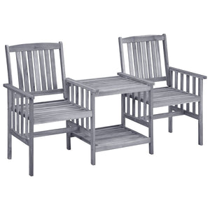vidaXL Chaises de jardin avec table basse et coussins Bois d'acacia massif