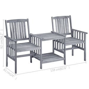 vidaXL Chaises de jardin avec table basse et coussins Bois d'acacia massif