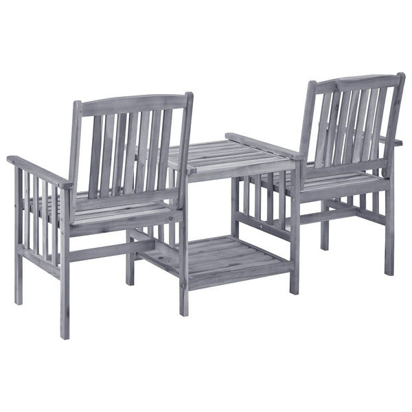 vidaXL Chaises de jardin avec table basse et coussins Bois d'acacia massif
