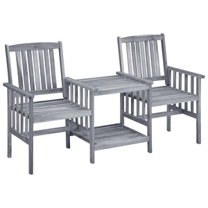 vidaXL Chaises de jardin avec table basse et coussins Bois d'acacia massif