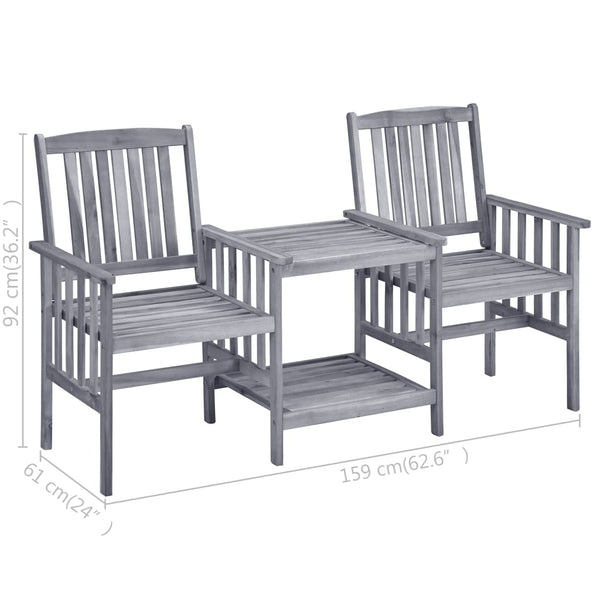 vidaXL Chaises de jardin avec table basse et coussins Bois d'acacia massif