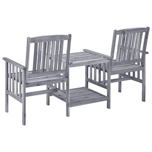 vidaXL Chaises de jardin avec table basse et coussins Bois d'acacia massif