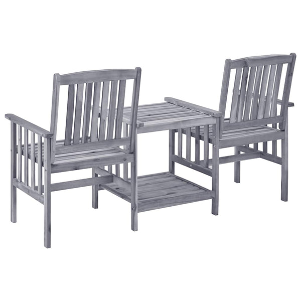 vidaXL Chaises de jardin avec table basse et coussins Bois d'acacia massif
