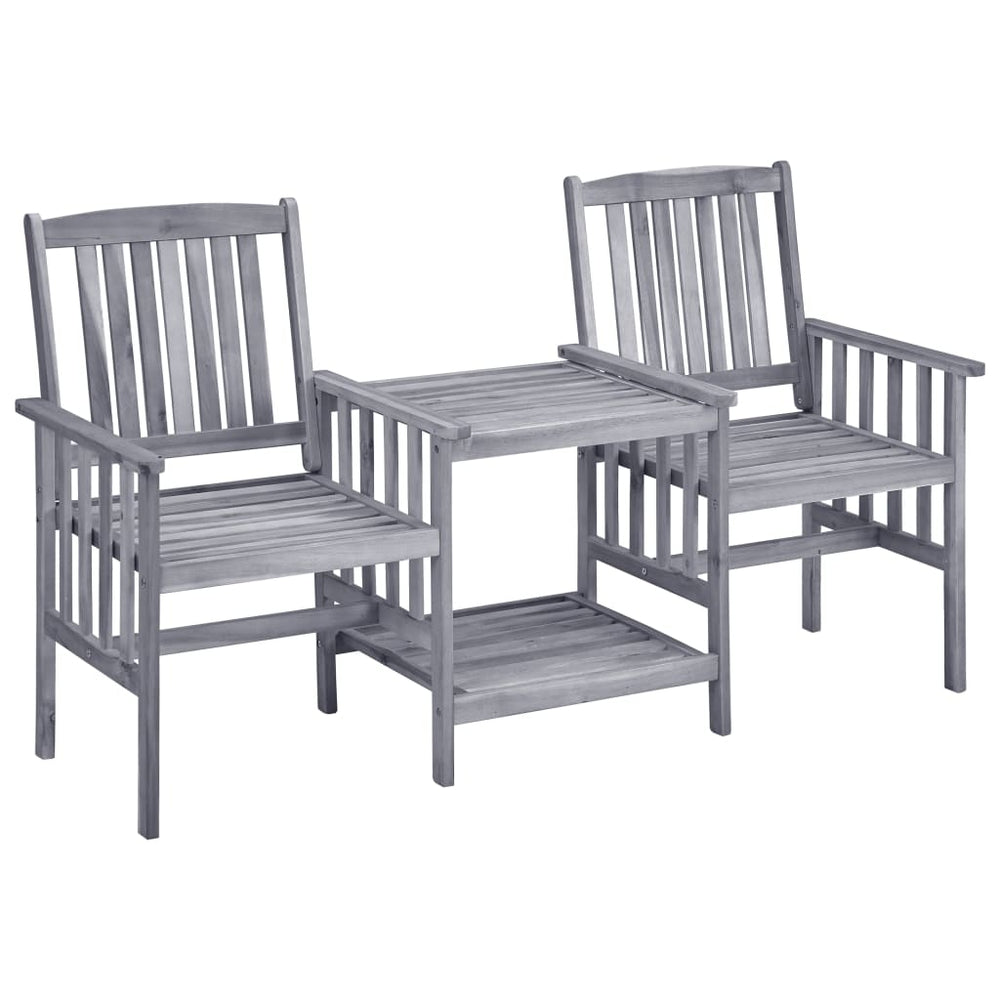 vidaXL Garden Chairs with Teatable and Cushions Solid Acacia Wood