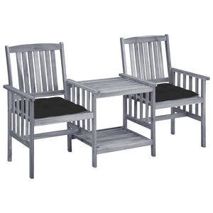 vidaXL Chaises de jardin avec table basse et coussins Bois d'acacia massif